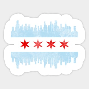 Distressed Chicago Skyline Flag Sticker